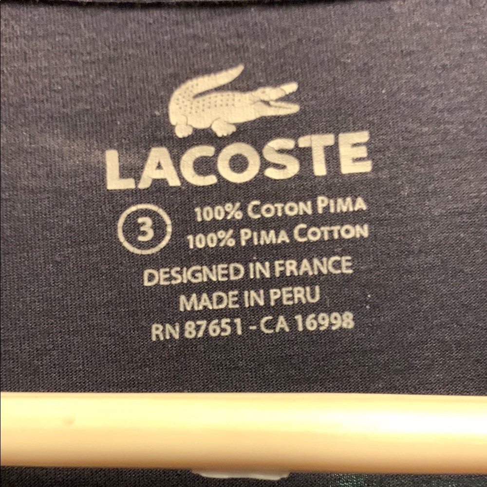 Lacoste Blue Short Sleeve Tee V-Neck NWOT - Picture 2 of 3